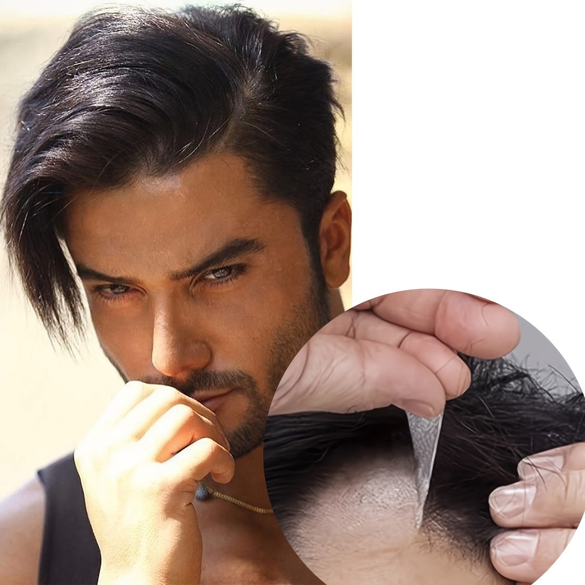 Men s Topper Hair Pieces Human Hair Extensions Natural Looking For Daily Use Hair Accessories