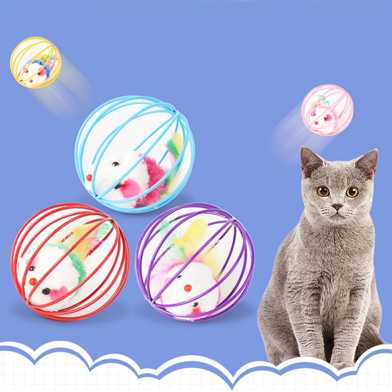 Cat Toys Mouse Ball Colorful Cage Mouse Toy Pet Supplies Interactive Indoor Play Cat Accessories