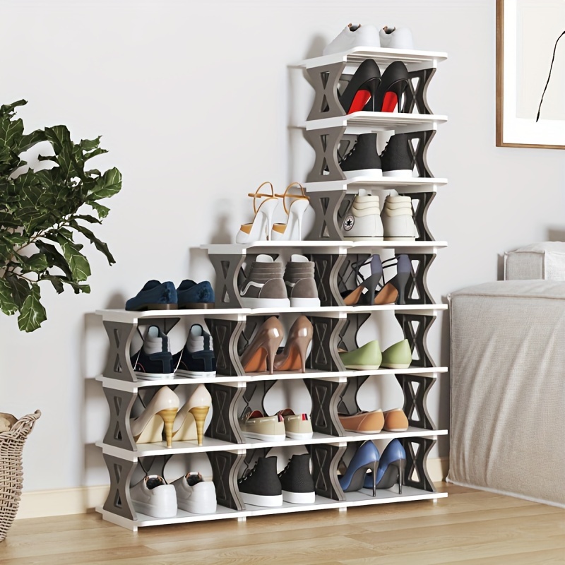 Simple Zapatero apilable de 3 niveles, organizador de almacenamiento de  zapatos