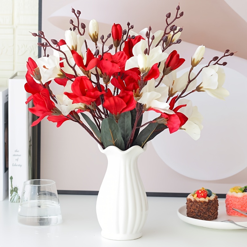 Artificial Flower Bouquet With Ceramic Vase Simulation Silk - Temu