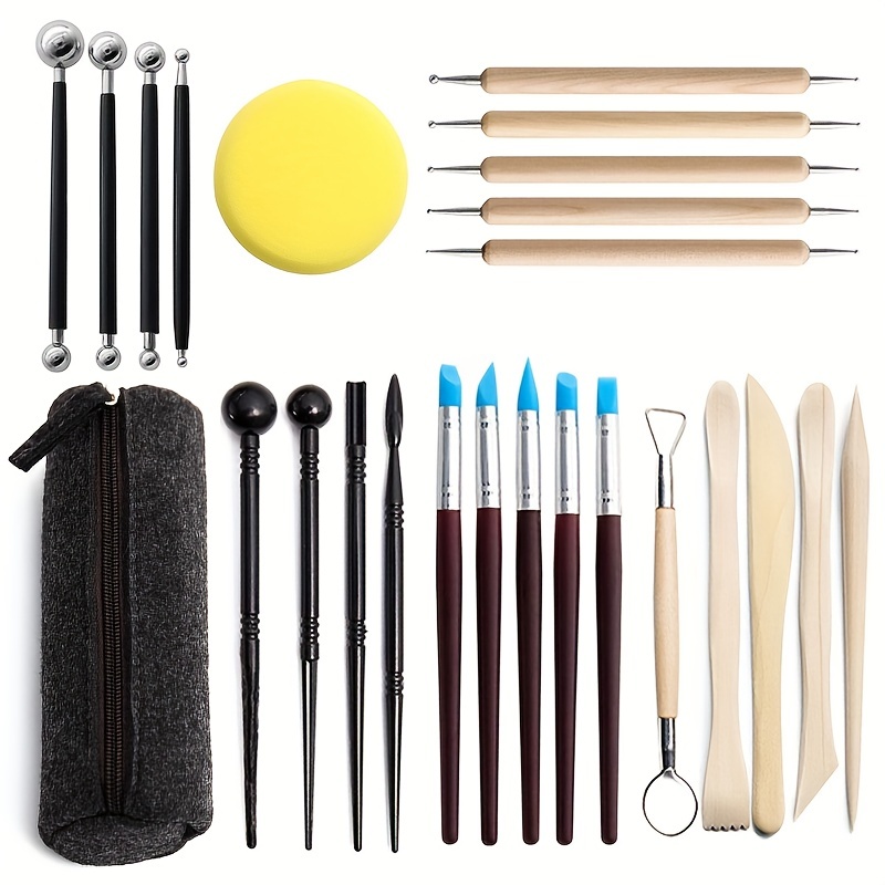 Blisstime Polymer Clay Tools 24pcs Air Dry Clay Tools, Dotting Tools  Modeling Clay Tools Clay Scultping Tools, Clay Tool Kit with Bag for  Polymer