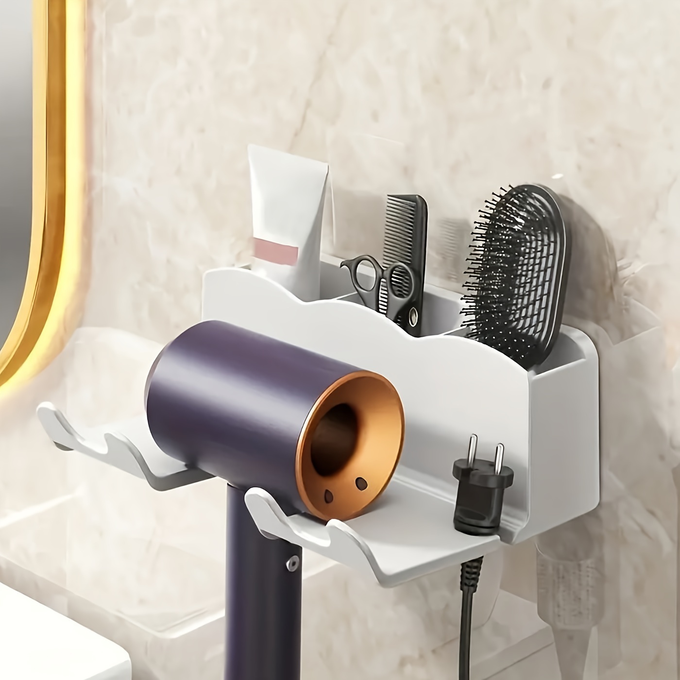 1 Stück Wand-Haartrockner-Halterung, Für Badezimmerregale Ohne Bohren,  Haartrockner-Badezimmer-Aufbewahrungsregal