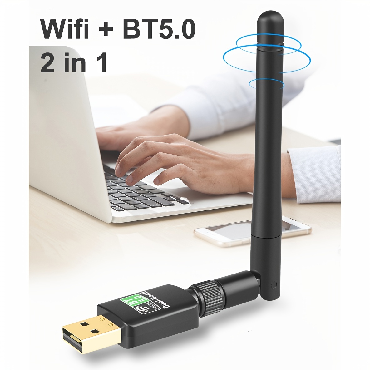 WiFi Antenna,WiFi Adapter Wireless,600Mbps Dual Band 2.4G &  5G(150Mbps/433Mbps),Dual 5dBi Antennas High Gain 802.11AC,Supports Windows  Vista/Win