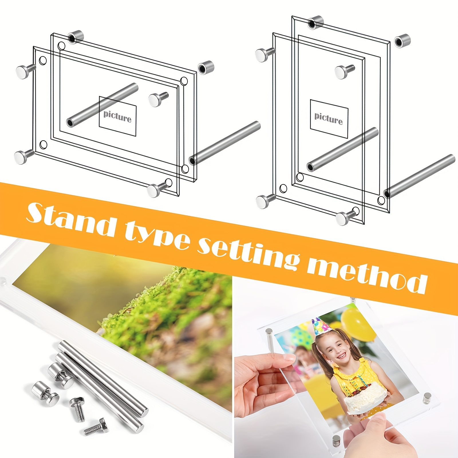 Multifunctional Picture Frame, Clear Acrylic Photo Frame, Simple Postcard  Decorative Poster Frame, Desktop Tabletop Display Frame, Photo Frames For  Wall And Tabletop Display - Temu