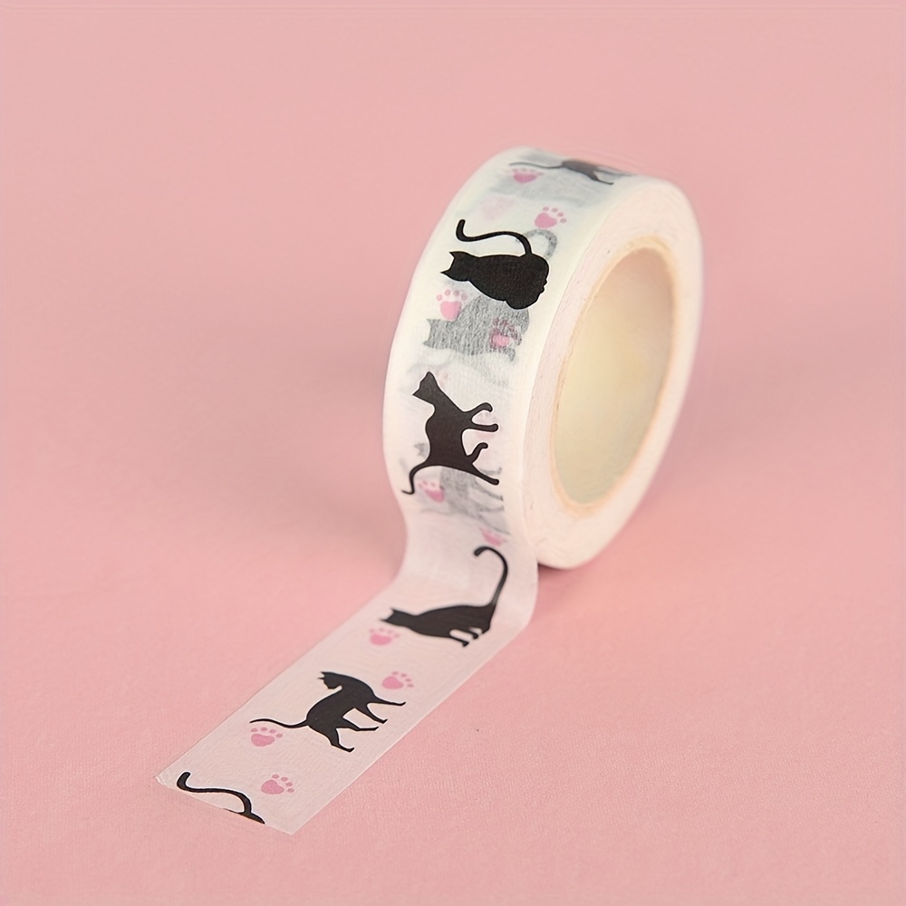New Cartoon Black Cat Paper Washi Tapes Masking Tape - Temu