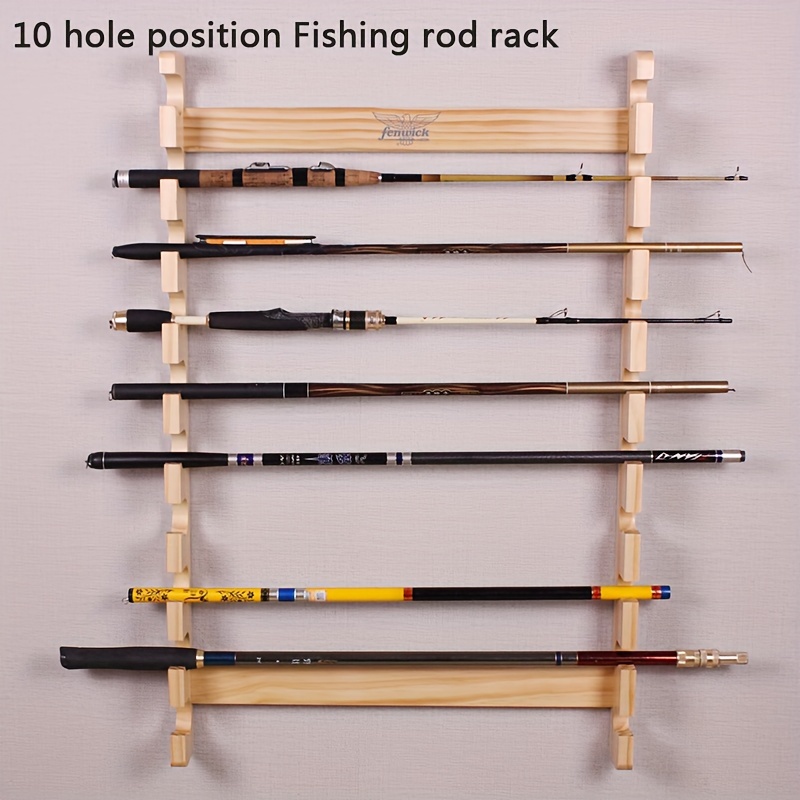 6 Slot Wood Fishing Rod Storage Rack Fishing Rod Display - Temu