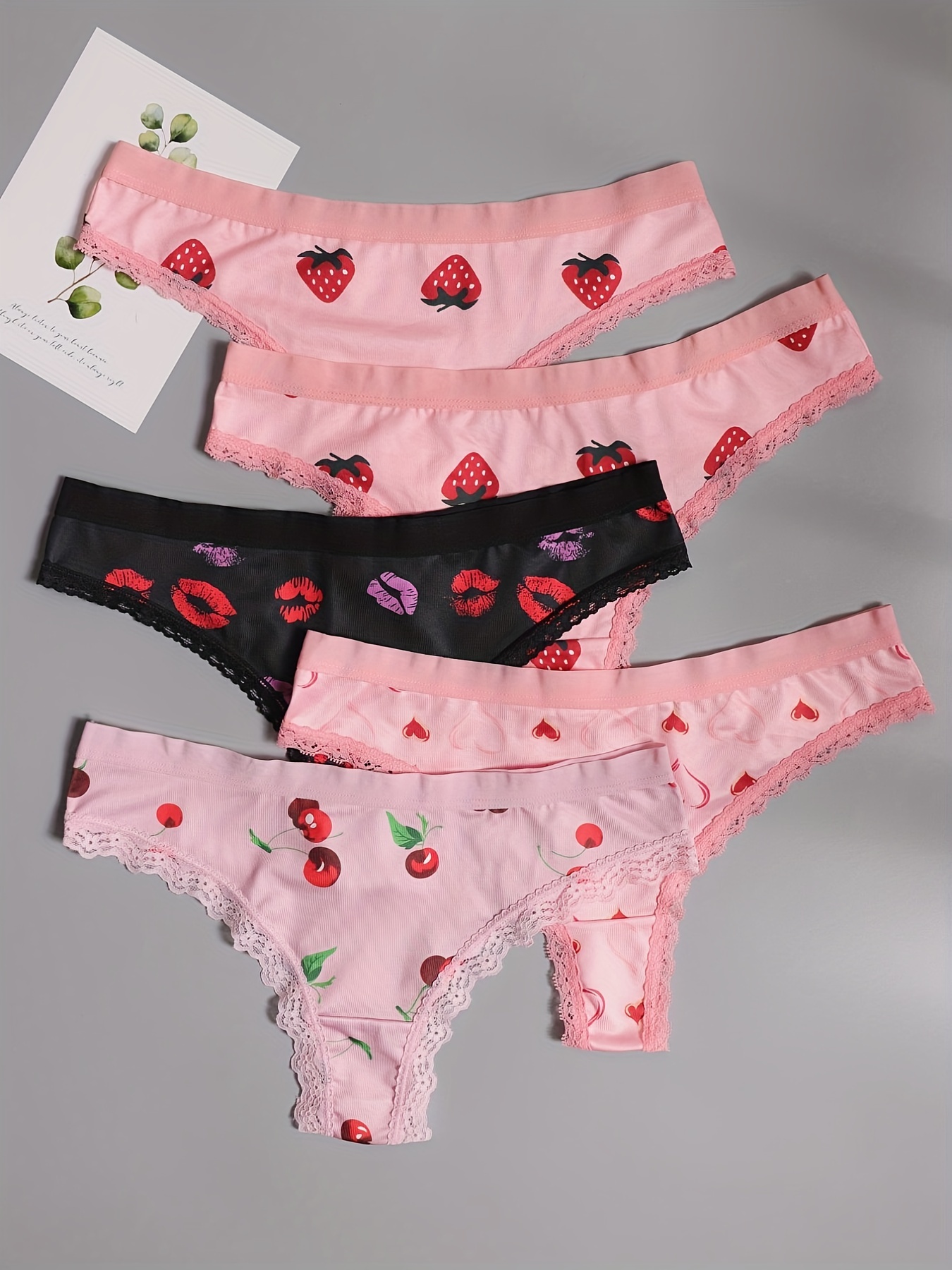 Plus Size Casual Underwear Women's Plus Heart Print Contrast - Temu Canada