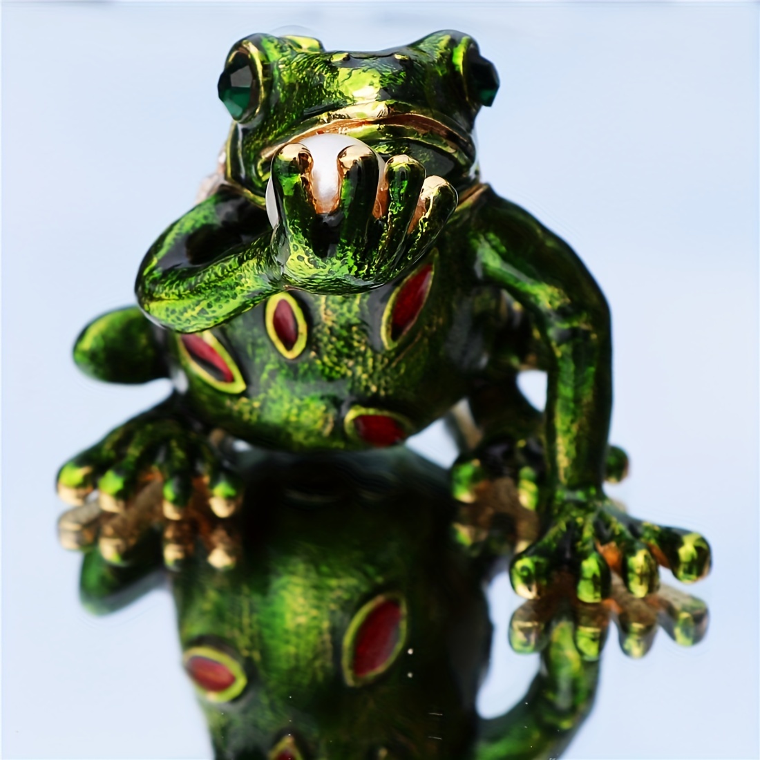 Frog Figurine Keepsake Box made with Crystals