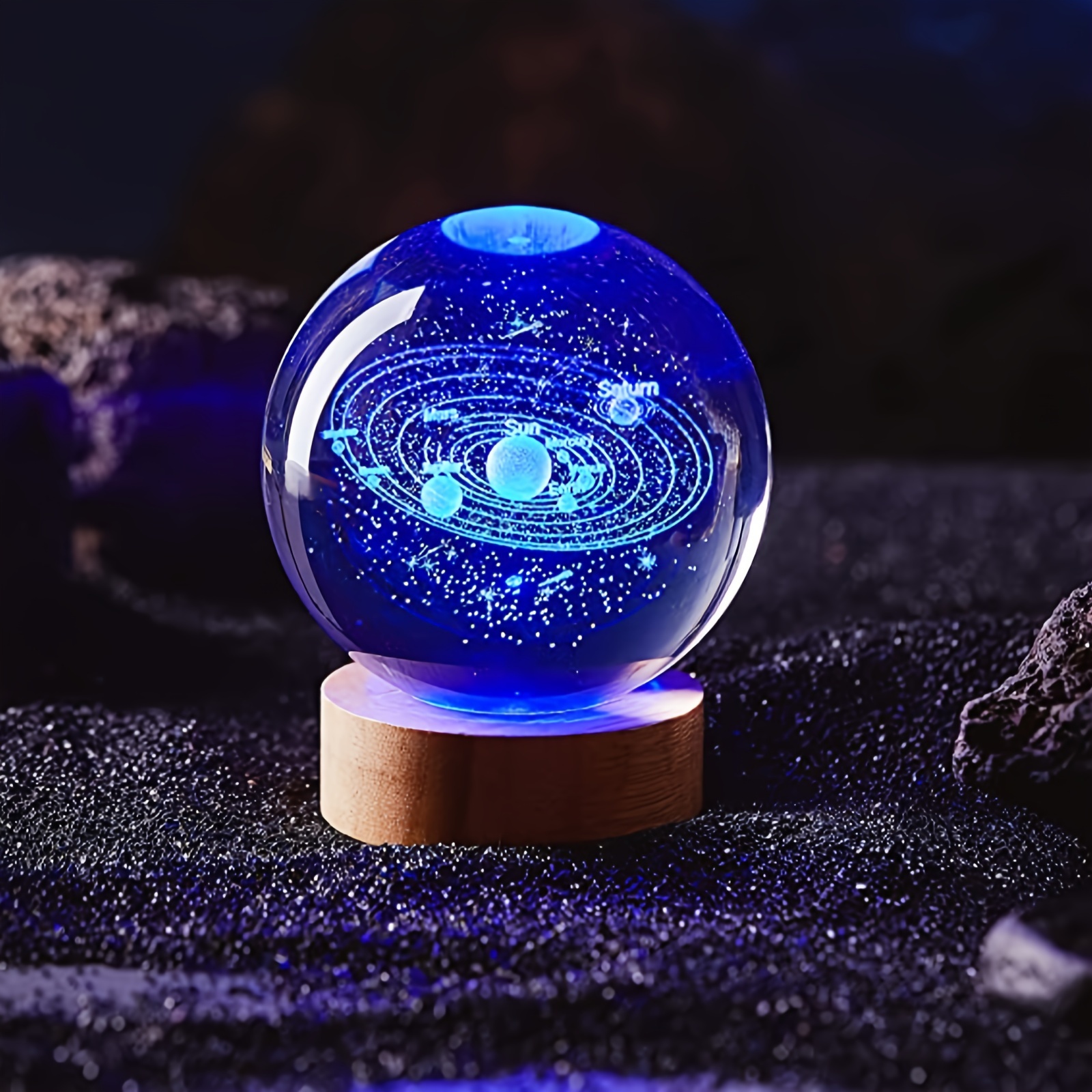 3d Solar System Crystal Ball Lamp K9 Crystal Ball Night - Temu