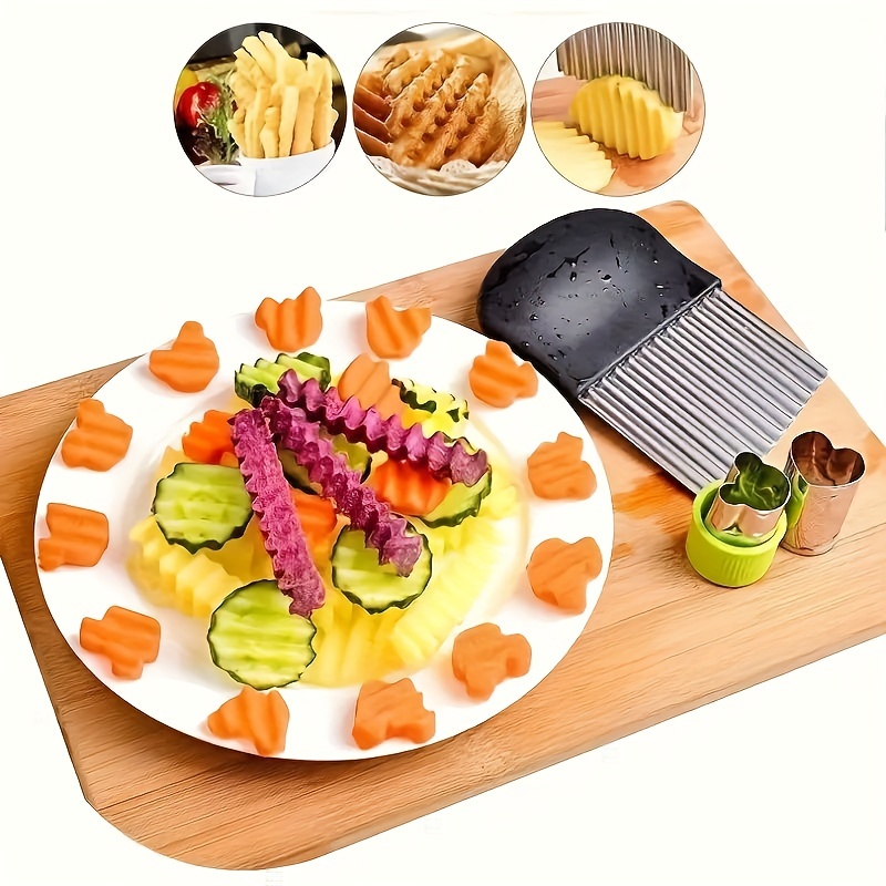 1pc Stainless Steel French Fry Cutter, Daily Black Multi-purpose Potato  Wave Cutter For Kitchen