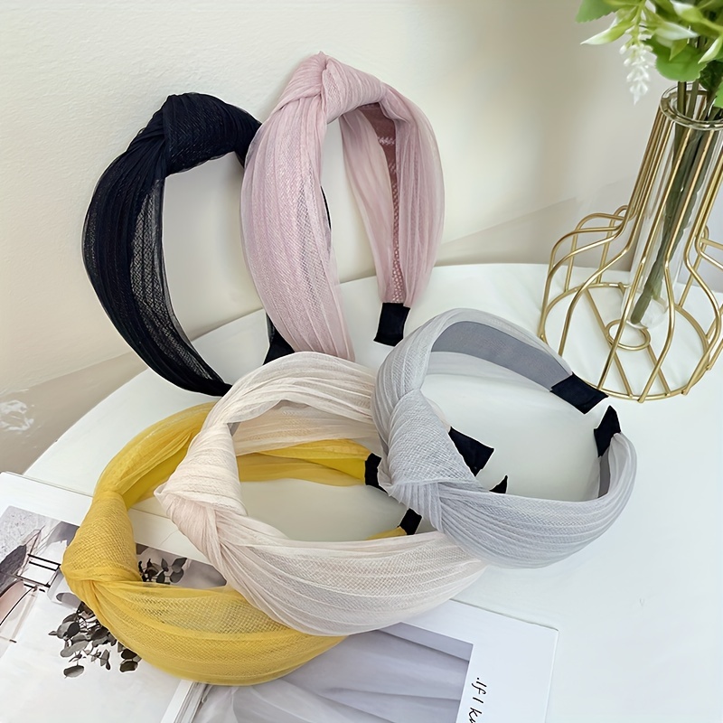 Organza Knotted Headband Wide Hair Band Simple Style Hair - Temu