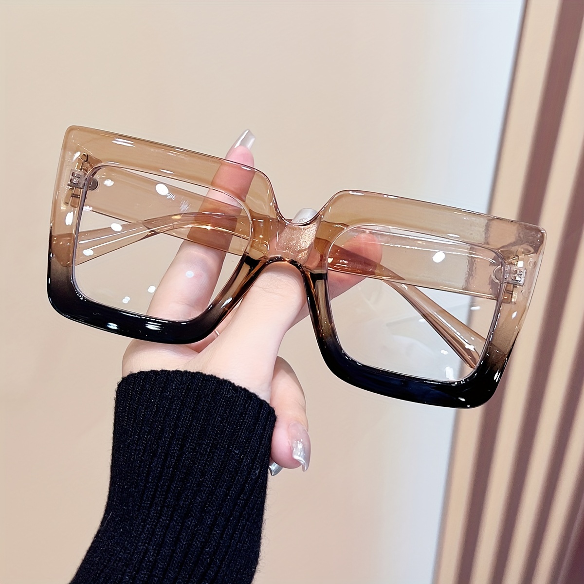 

Oversized Square Frame Glasses Clear Lens Y2k Gradient Jelly Color Decorative Glasses Fashion Spectacles For Women Men