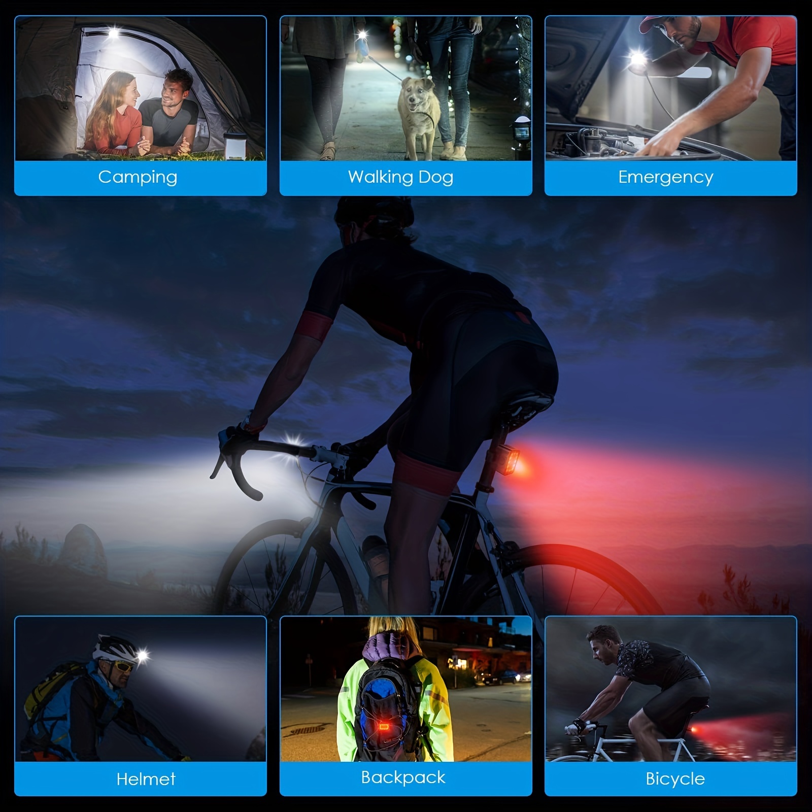  Luz de cabeza de bicicleta, IPX5 impermeable LED luz delantera  de bicicleta USB recargable accesorio de bicicleta Sportinggoods luces de  funcionamiento (negro) : Deportes y Actividades al Aire Libre