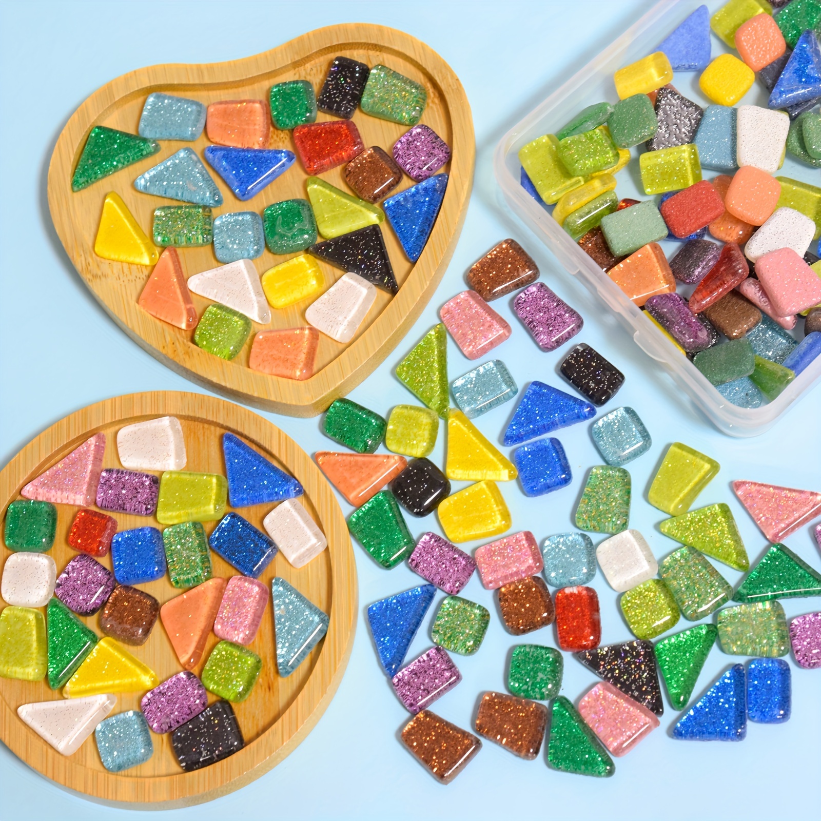 Mixed Shapes Glass Mosaic Tiles For Crafts Colorful - Temu
