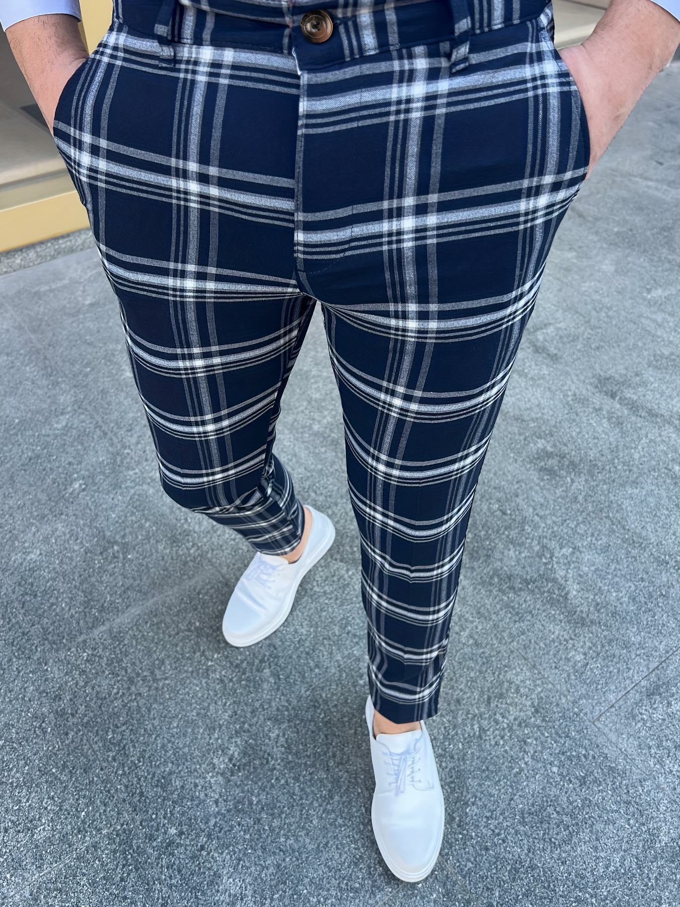 Men's Fashion Plaid Pants( Grey & Navy )