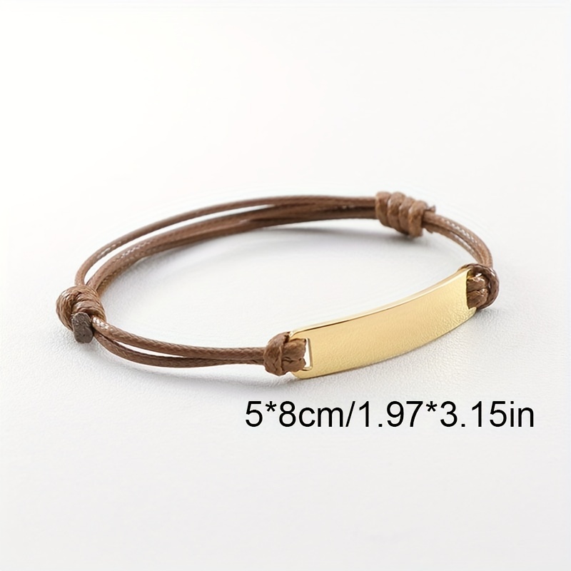 Custom Carved Name Charm Leather Rope Bracelet