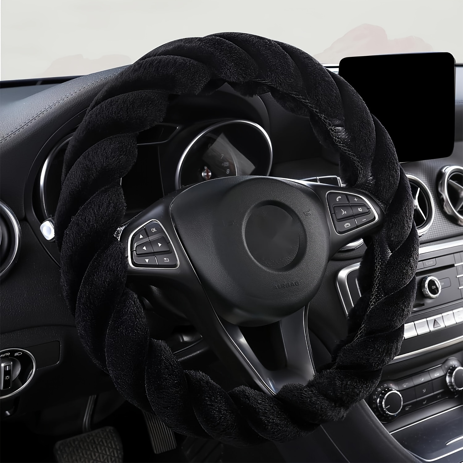 Car Steering Wheel Cover Wear-resistant Carbon Fiber Universal Automobile  Interior Accessories - Black Wholesale