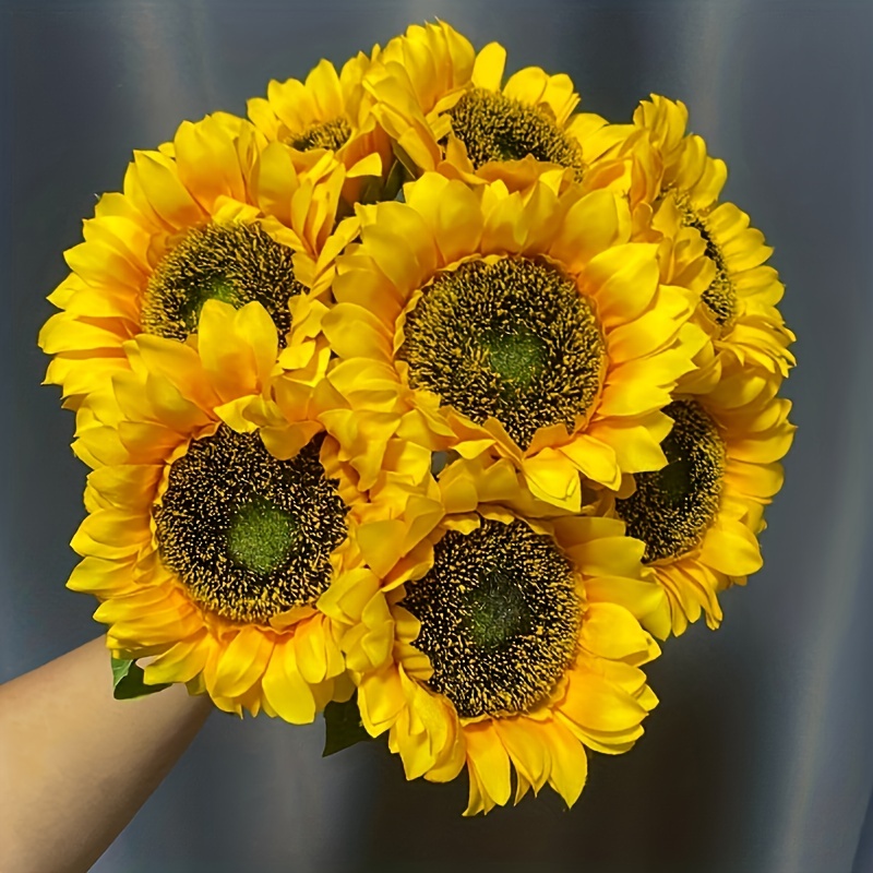 Ageomet, 32 girasoli finti da 8,9 cm, testa di girasoli artificiali,  decorazioni a forma di girasole in seta sintetica, per decorazioni per la  casa