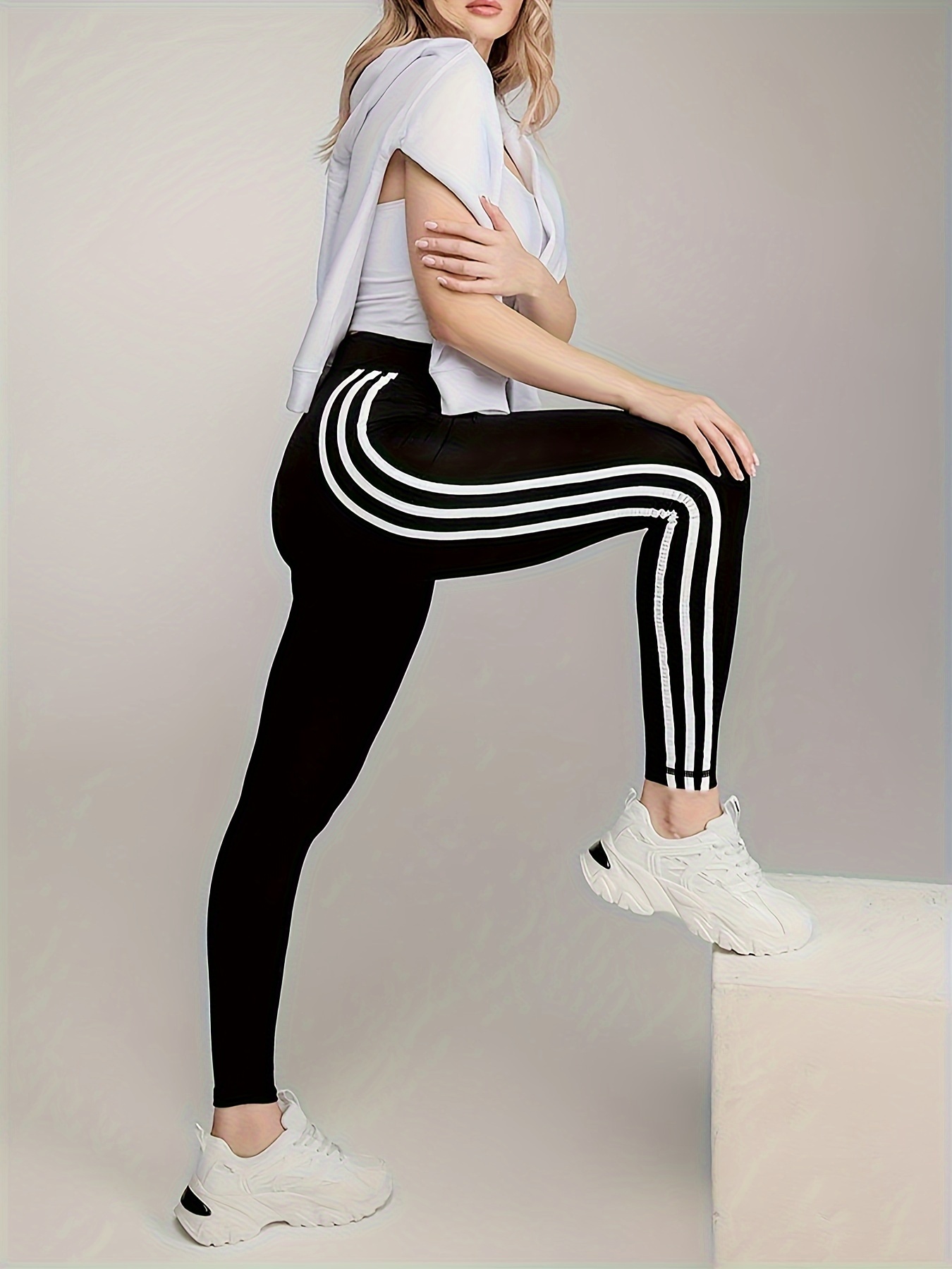 Striped High Waisted Leggings Women tummy Control Yoga Pants - Temu United  Arab Emirates
