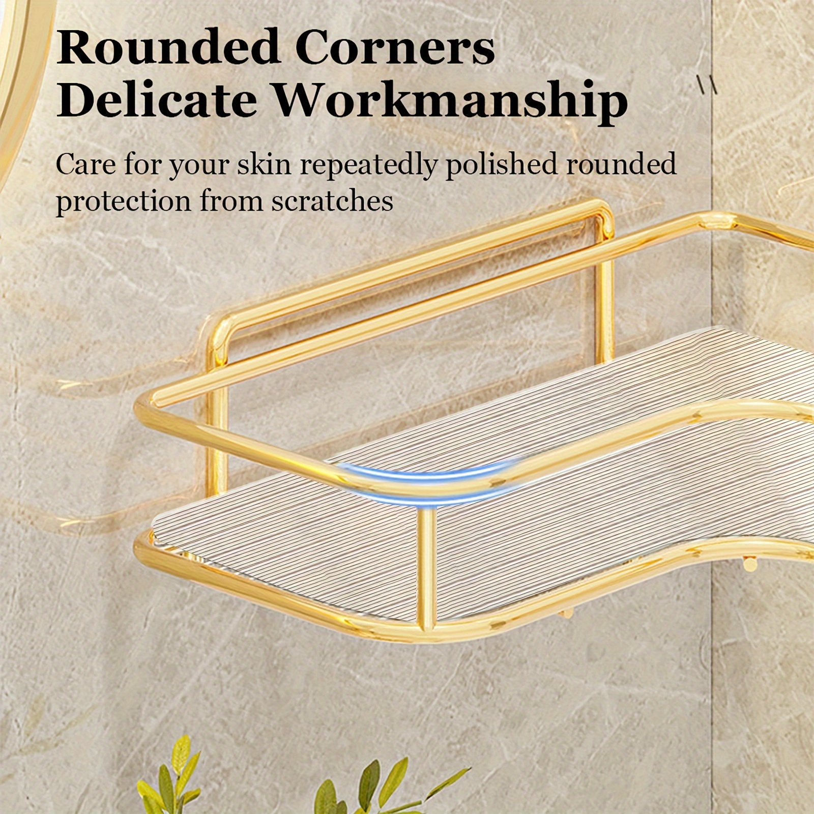  Shower Shelf Rounded Edge Cosmetics Wall Corner Shower