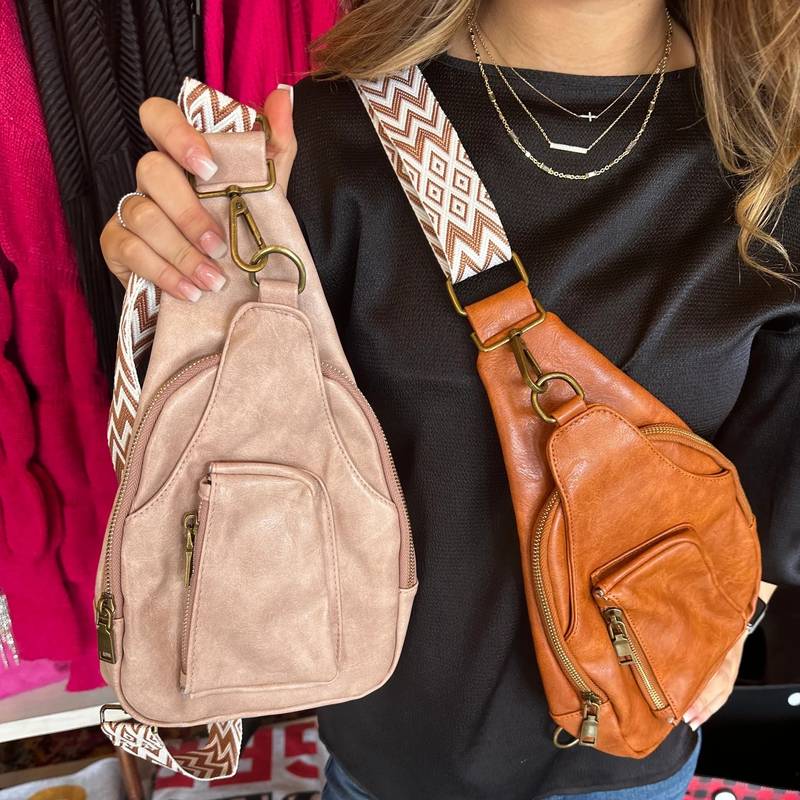 Vintage Style Sling Bag Geometric Strap Crossbody Bag Womens Pu Leather ...