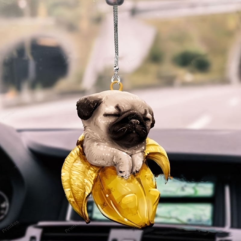 Puppy Lovers Car Rear View Mirror Accessories Car Ornament Hanging Charm  Interior Rearview Pendant Decor