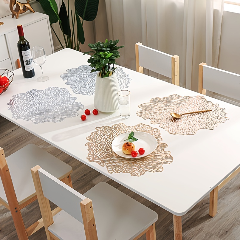 Round Plastic Placemat Leaf Shaped Pvc Dining Table Mat - Temu