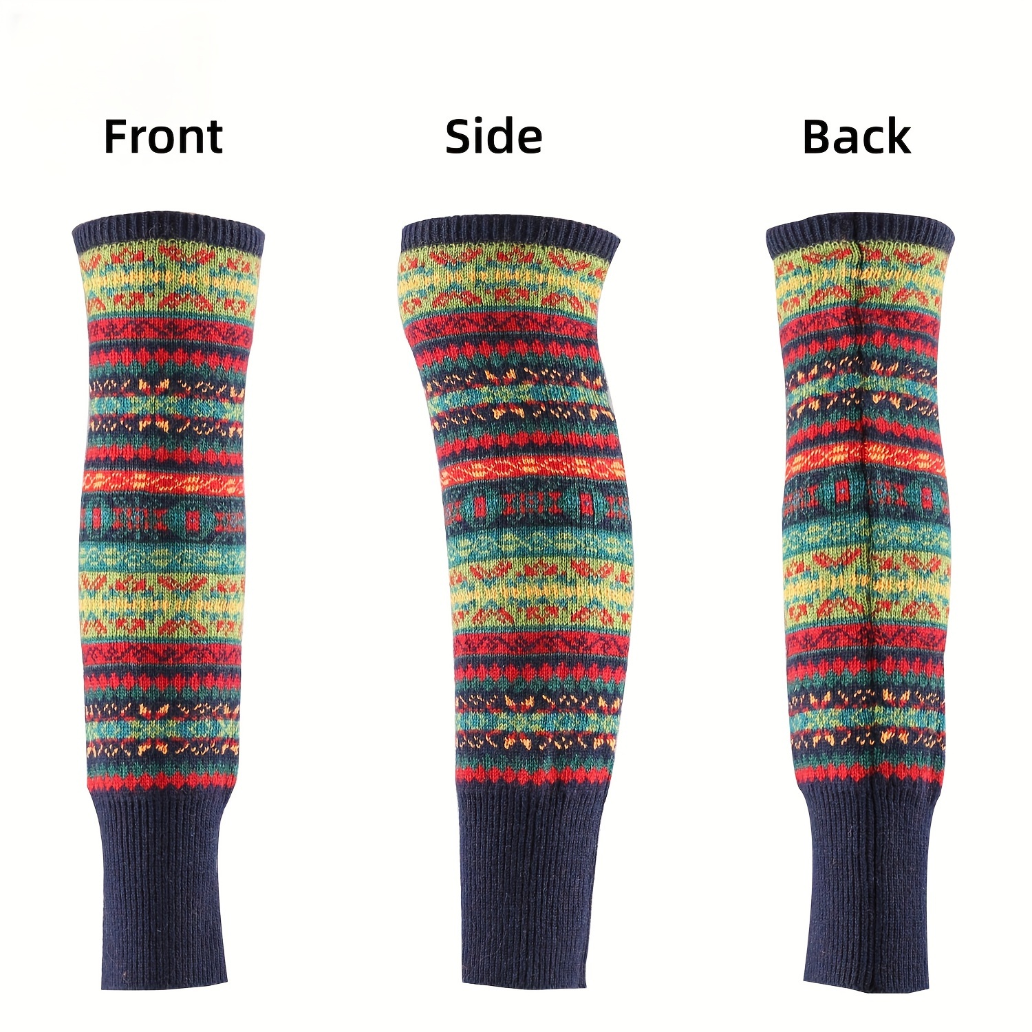 Women Fair Isle Style Leg Warmers Crochet Leggings Winter Warm Knee High  Knit Warmer Socks