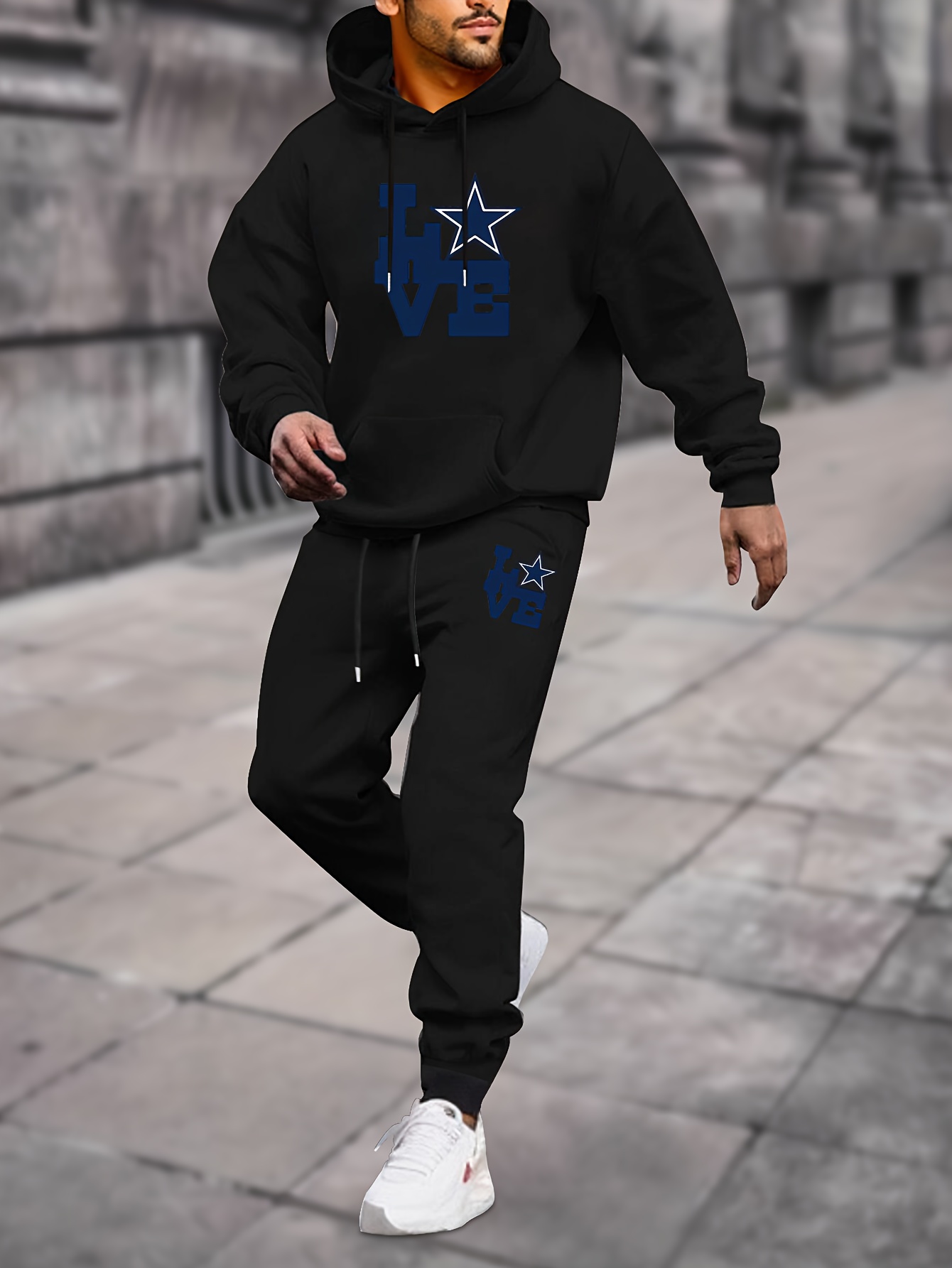 Dallas Cowboys Mens 2Pcs Sweatsuit Zipper Hoodie Casual Sweatpants