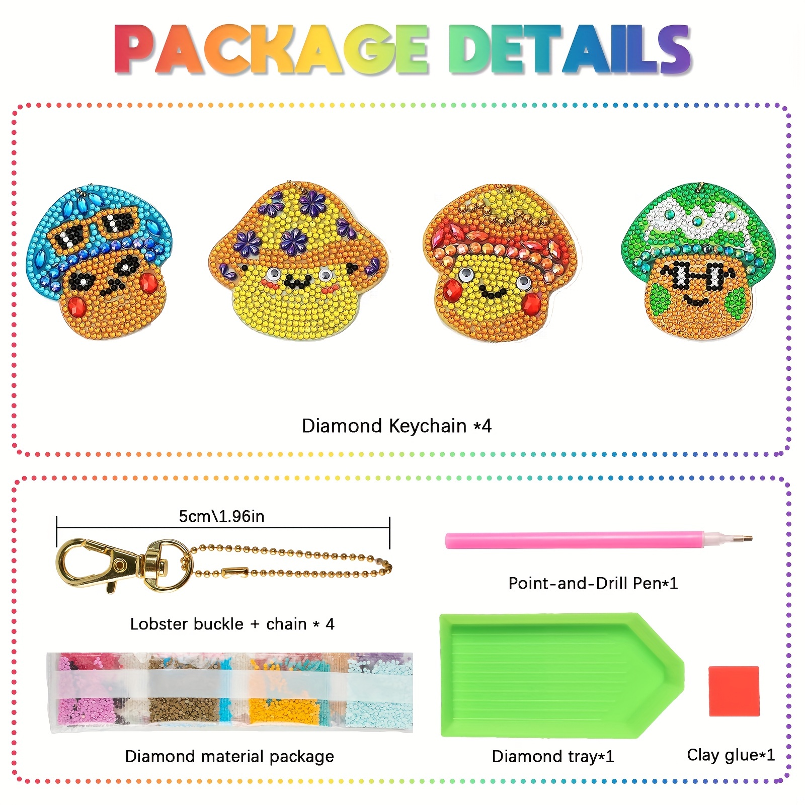 5d Diy Diamond Painting Keychains Kit, Full Drill Rhinestone Pasted Painting  Key Chains Pendant For Kids Adults