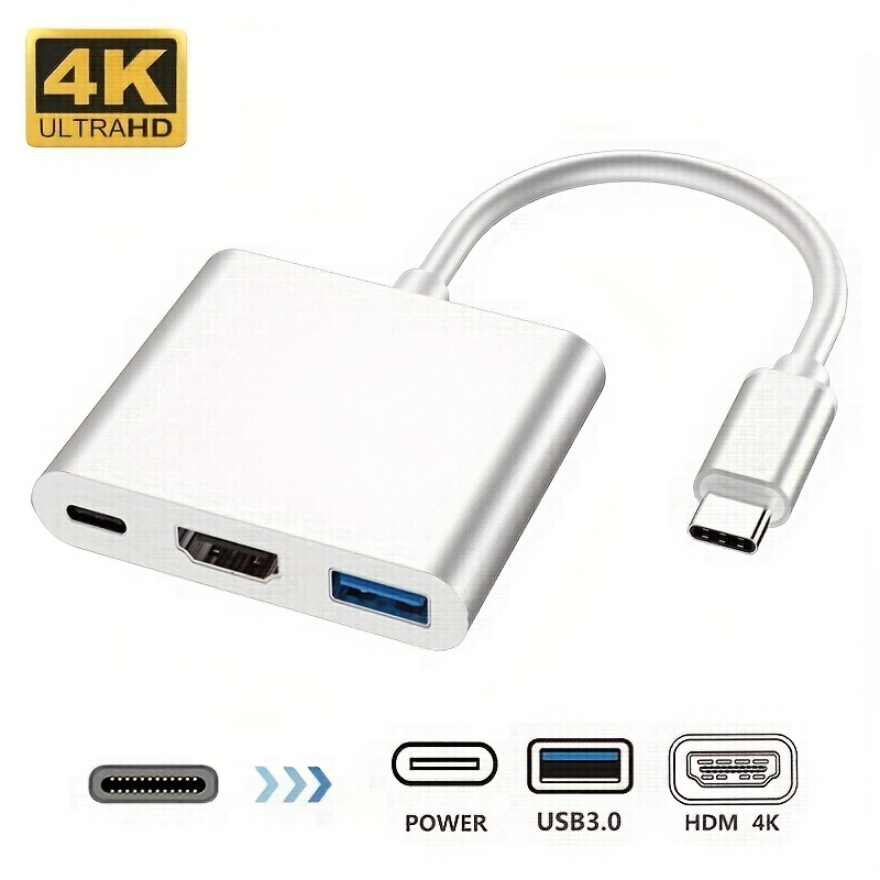Cable adaptador USB 3.0 USB 3.1 a USB-C 4K HDMI USB 3.0 tipo C concentrador  3 en 1 para Macbook Pro