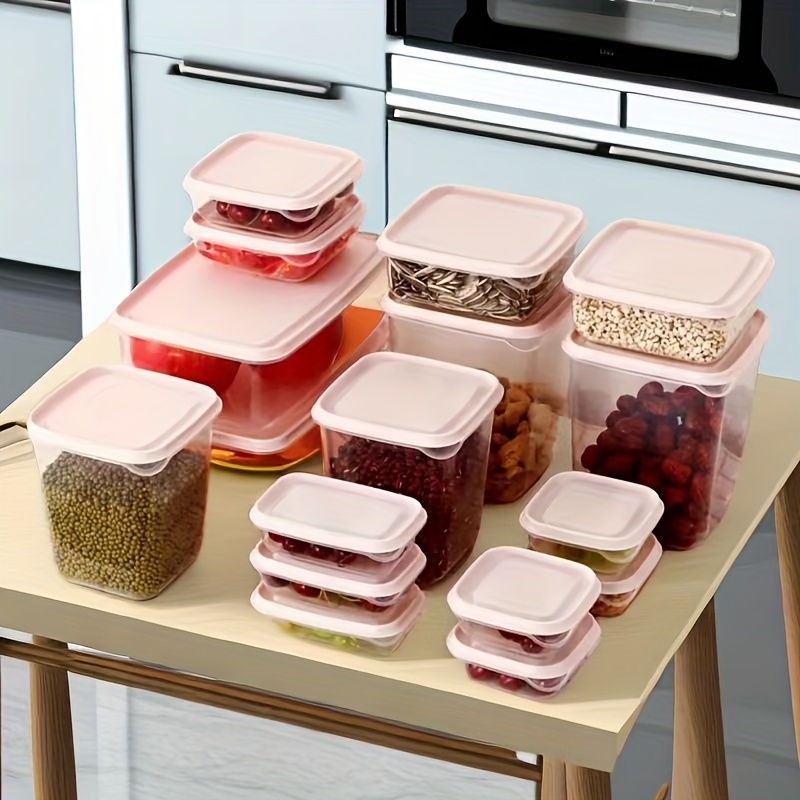 17pcs/set Refrigerator Food Container Plastic Microwave Food Storage Box  Kitchen Lunch Organizer, Green 