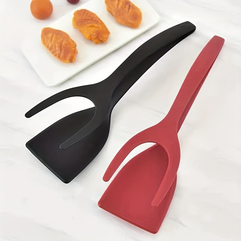 BBQ Tonga Non-Stick Fried Egg Turners Silicone Cooking Turner Kitchen  Utensils Bread Tongs Multifunctional Cooking Too…