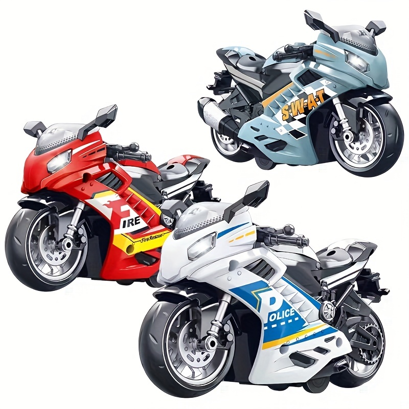 Juguetes de motocicleta de tracción hacia atrás, pequeño regalo con  iluminación musical, motocicletas de policía de juguete para niños de 3 a  12 años