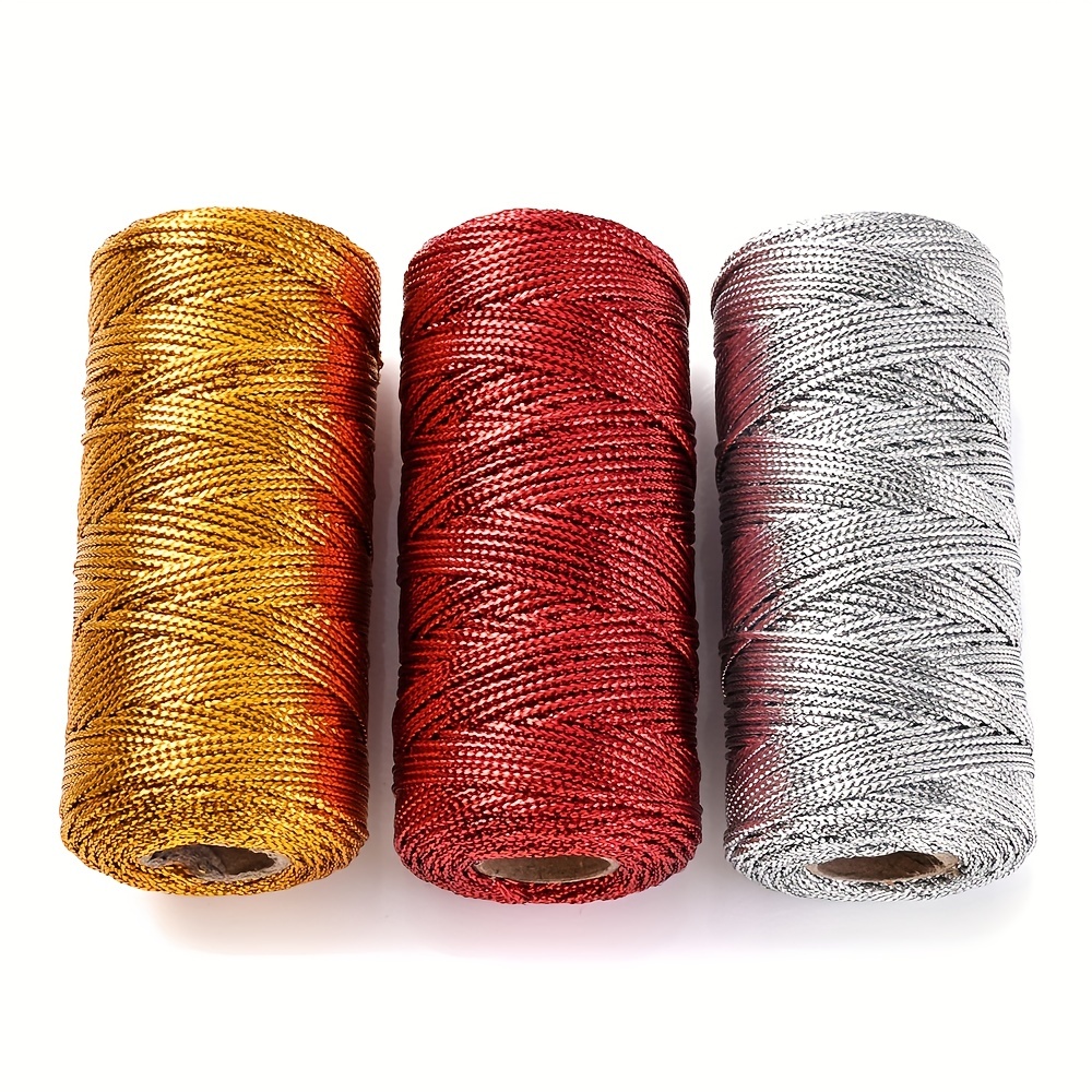 100M Gold Silver Macrame Cord Rope String Twine Ribbon Bows Crafts DIY Gift  Wrap Sewing Twisted Thread Home Textile Decor 1.5mm