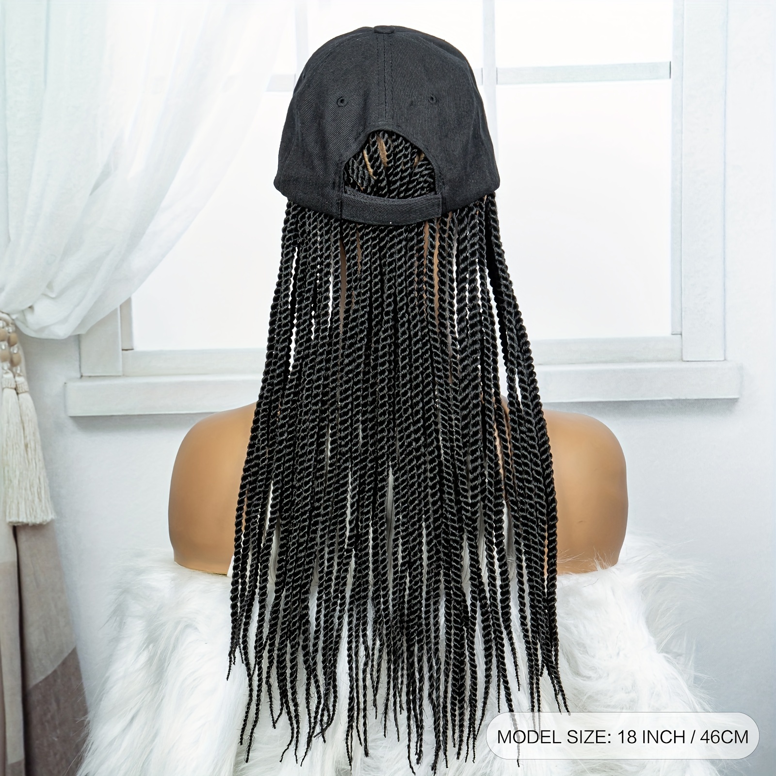 Black Wig Cap With Adjustable Buckle For Knotless Braids Long