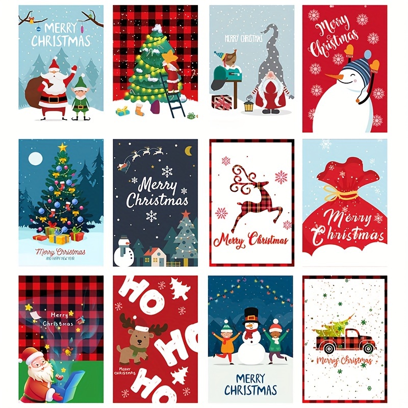 12個のビンテージクリスマスグリーティングカード アンティークな