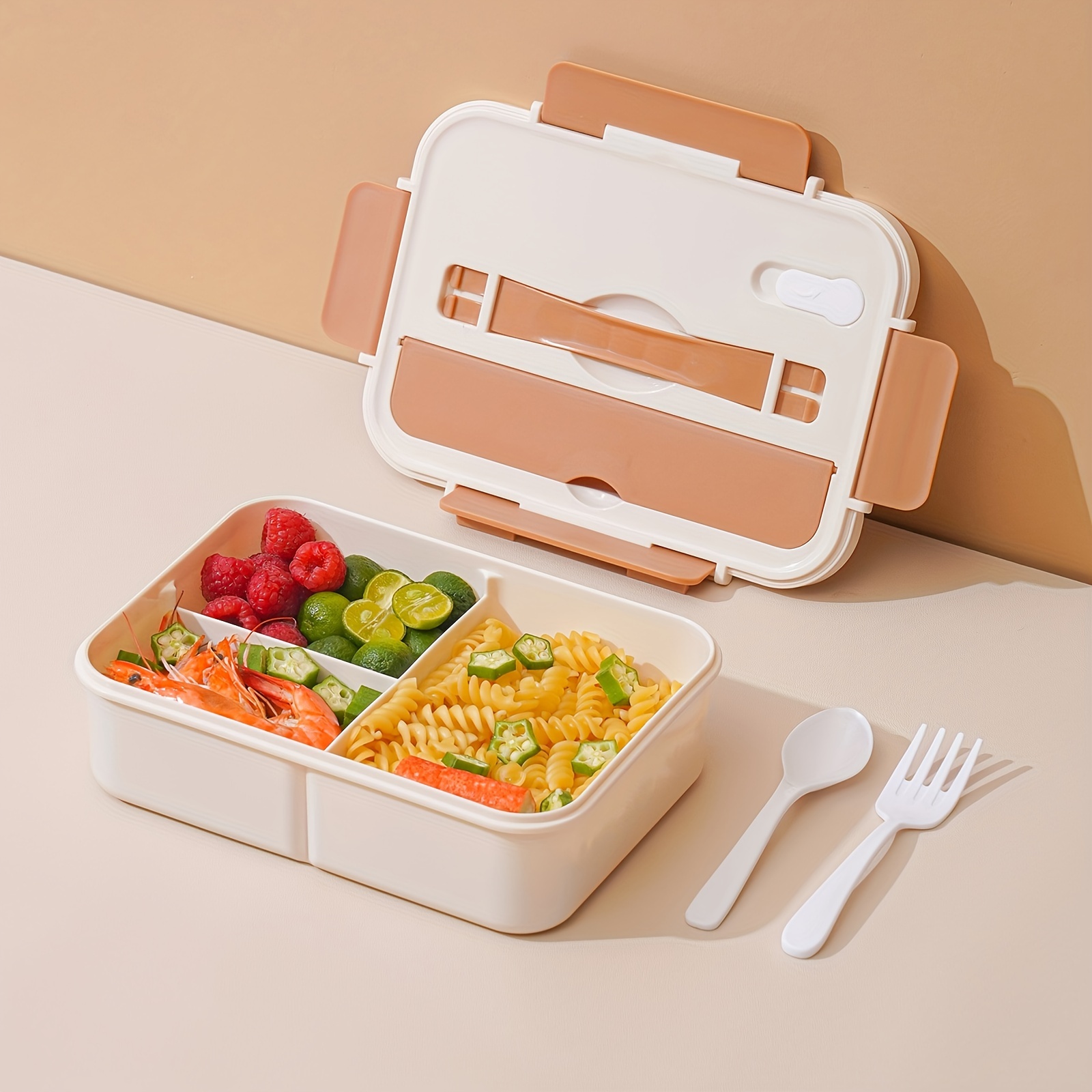 1200ML 2-Layers Sealed Kids Lunch Box Fruits Student Office Worker Microwavable  Bento Box with Fork Spoon