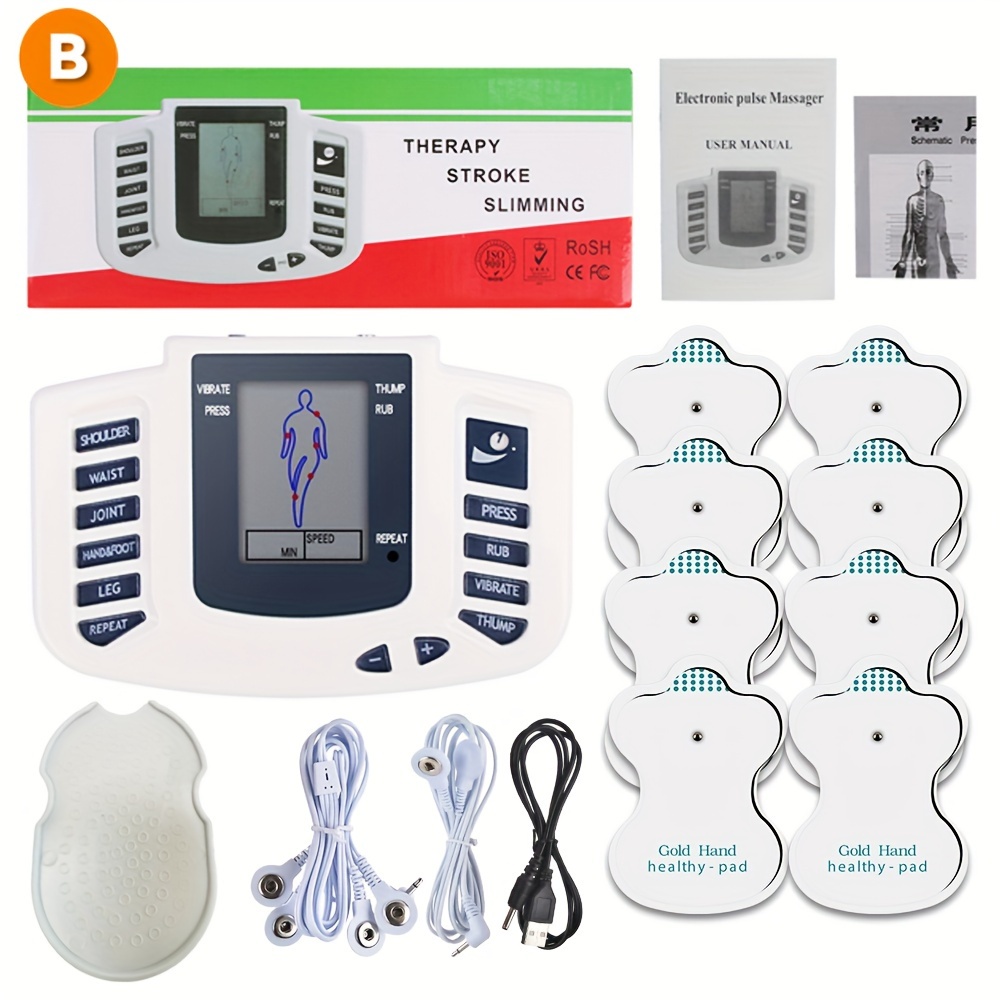 EMS-máquina eléctrica para masaje corporal, electroestimulador muscular con  acupuntura, masajeador de terapia Digital, 8 modos
