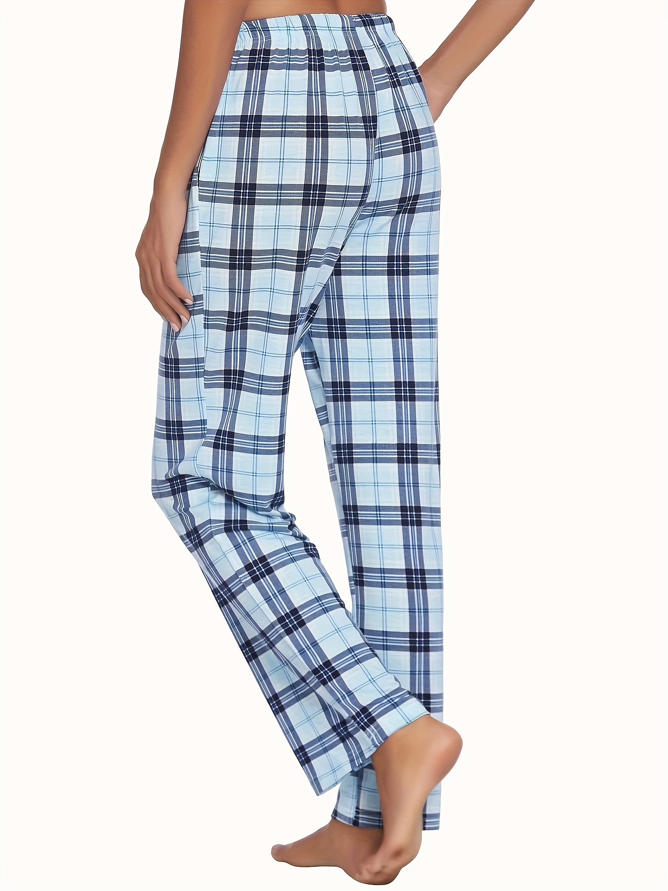 Women's blue plaid pajama on sale pants