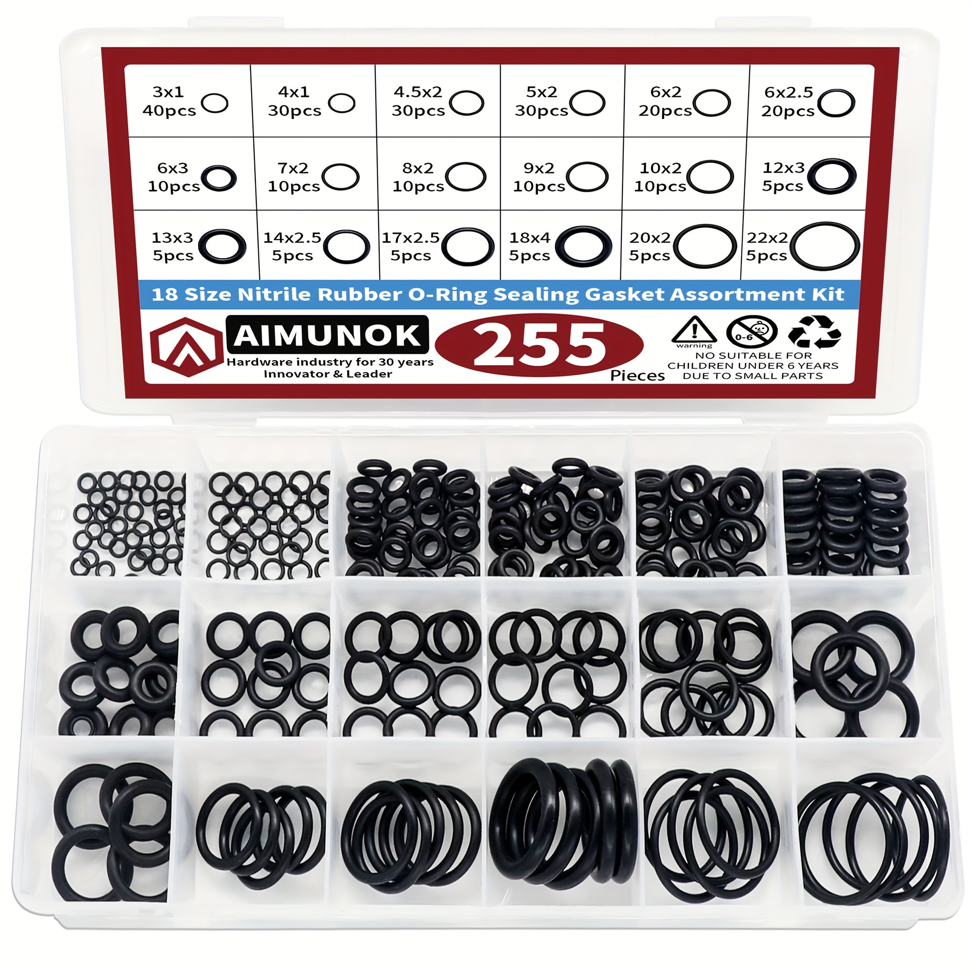 Nitrile Rubber O Rings Gasket Assortment Kit Sealing with Storage