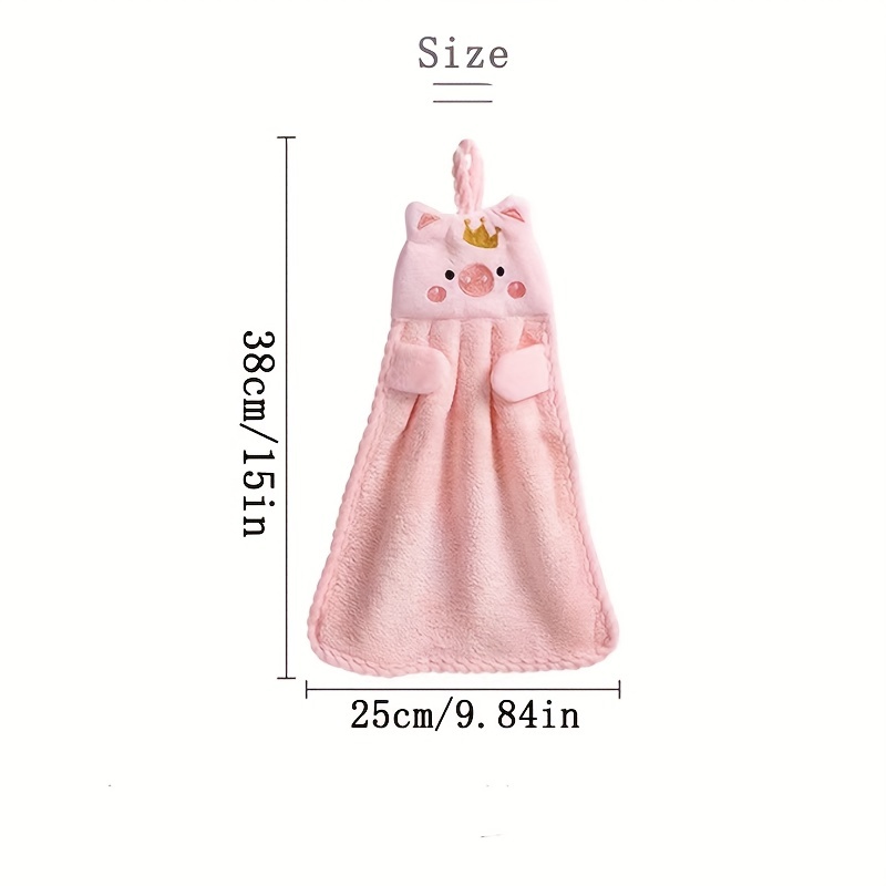 Cute Pig Pattern Hanging Towel For Wiping Hands, Coral Fleece Quick-drying  Towel, Absorbent Soft Towel With Hanging Loop For Bathroom Kitchen Home -  Temu