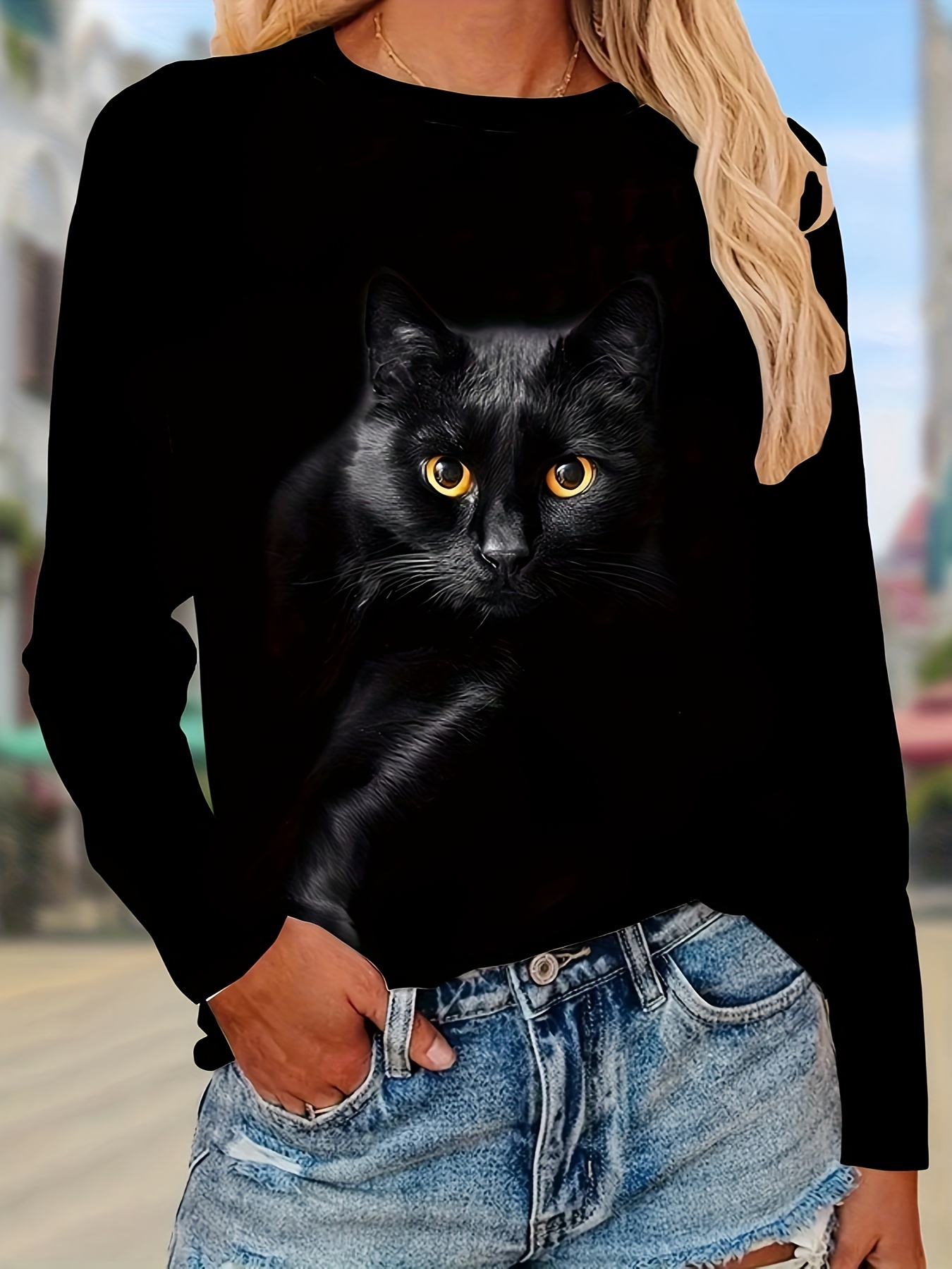 Black Cat Shirt - Temu