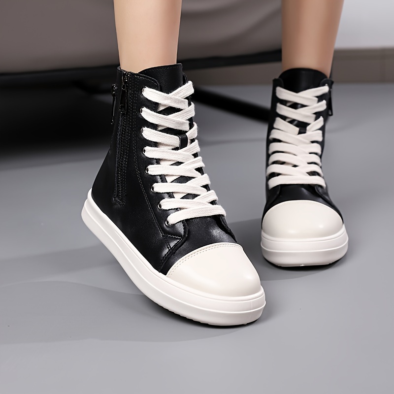 Ladies black outlet leather high tops