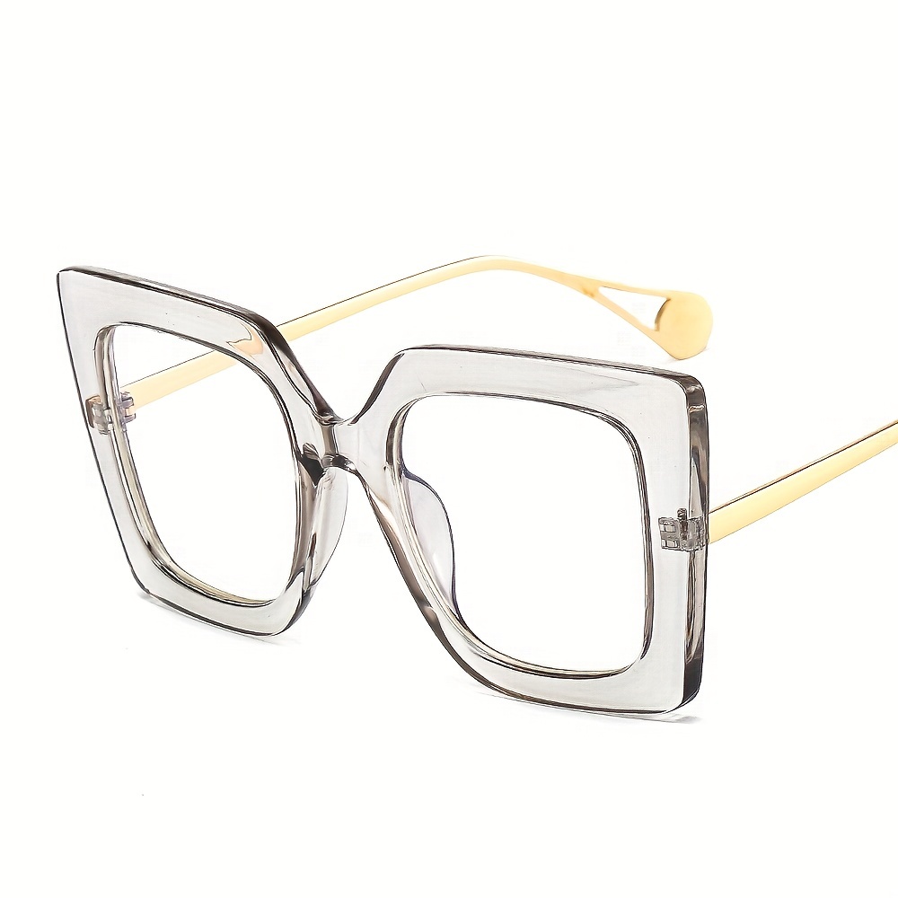 Women Oversized Square Cat Eye Glasses Vintage Clear Lens Print Frame Retro  Eyeglasses - Temu