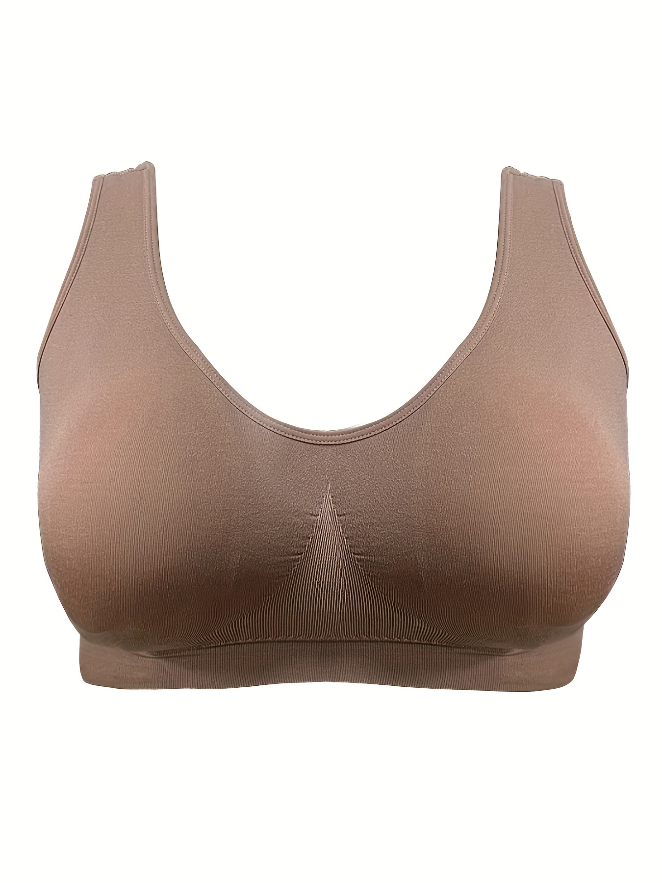 Plus Size Seamless Wireless Bra Set In Solid Color (3pcs)