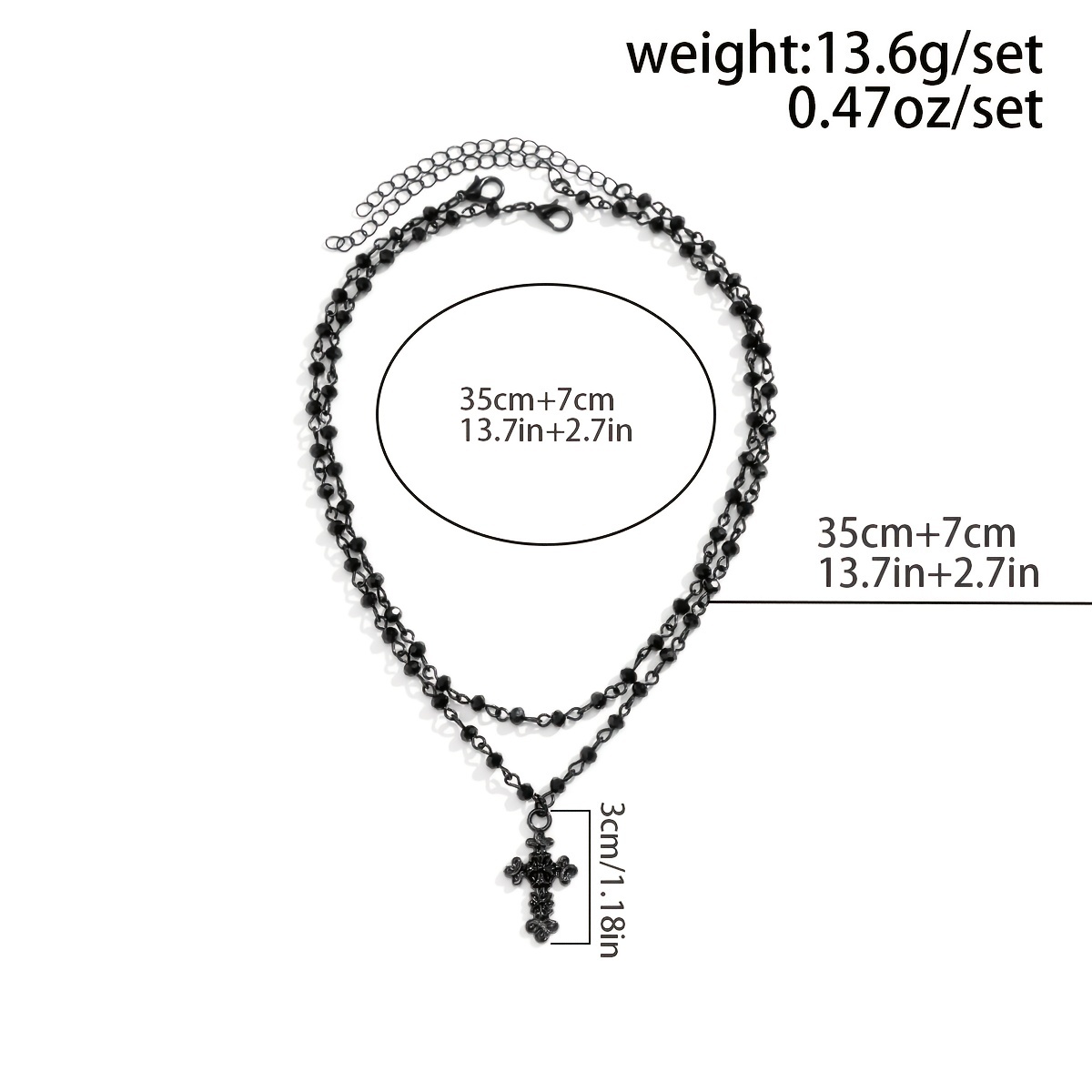 【TommassiniJewelry】Beaded Chain Crystal Crossネックレス TommassiniJewelry】Beaded Chain Crystal Crossネックレス
