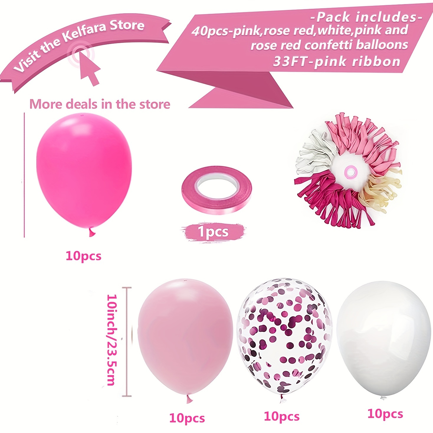 Paquete de 100 globos de látex rosa intenso y rosa claro de 12 pulgadas  para el día de San Valentín, niñas, mujeres, cumpleaños, baby shower