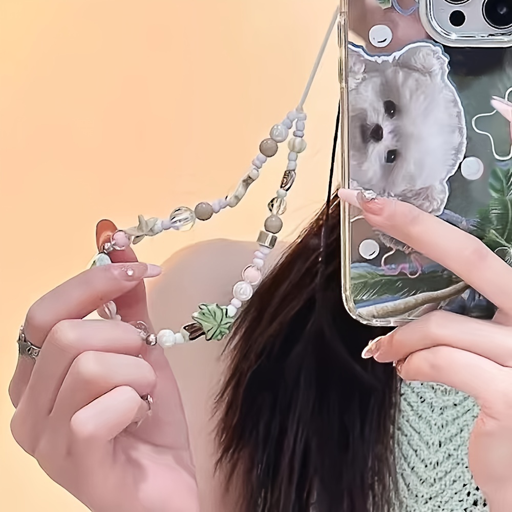Heart Phone Charm, Women Fashion Acrylic Bead Cute Charms Mobile Phone  Lanyard Strap with Anti Lost Phone Chain