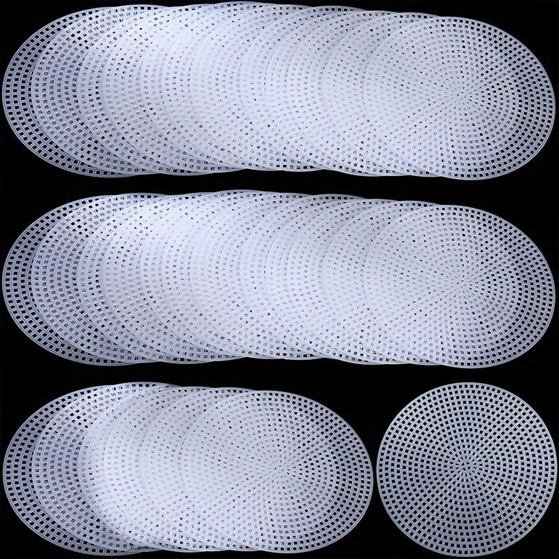 7 Pieces Of Circular Plastic Canvas Mesh Plastic Canvas White Needlepoint Blank Canvas Plastic Mesh Pad For Needlework Crochet Supplies Embroidery Thr